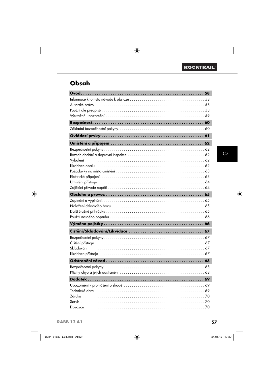 Rocktrail Car Cool Box RABB 12 A1 User Manual | Page 60 / 102