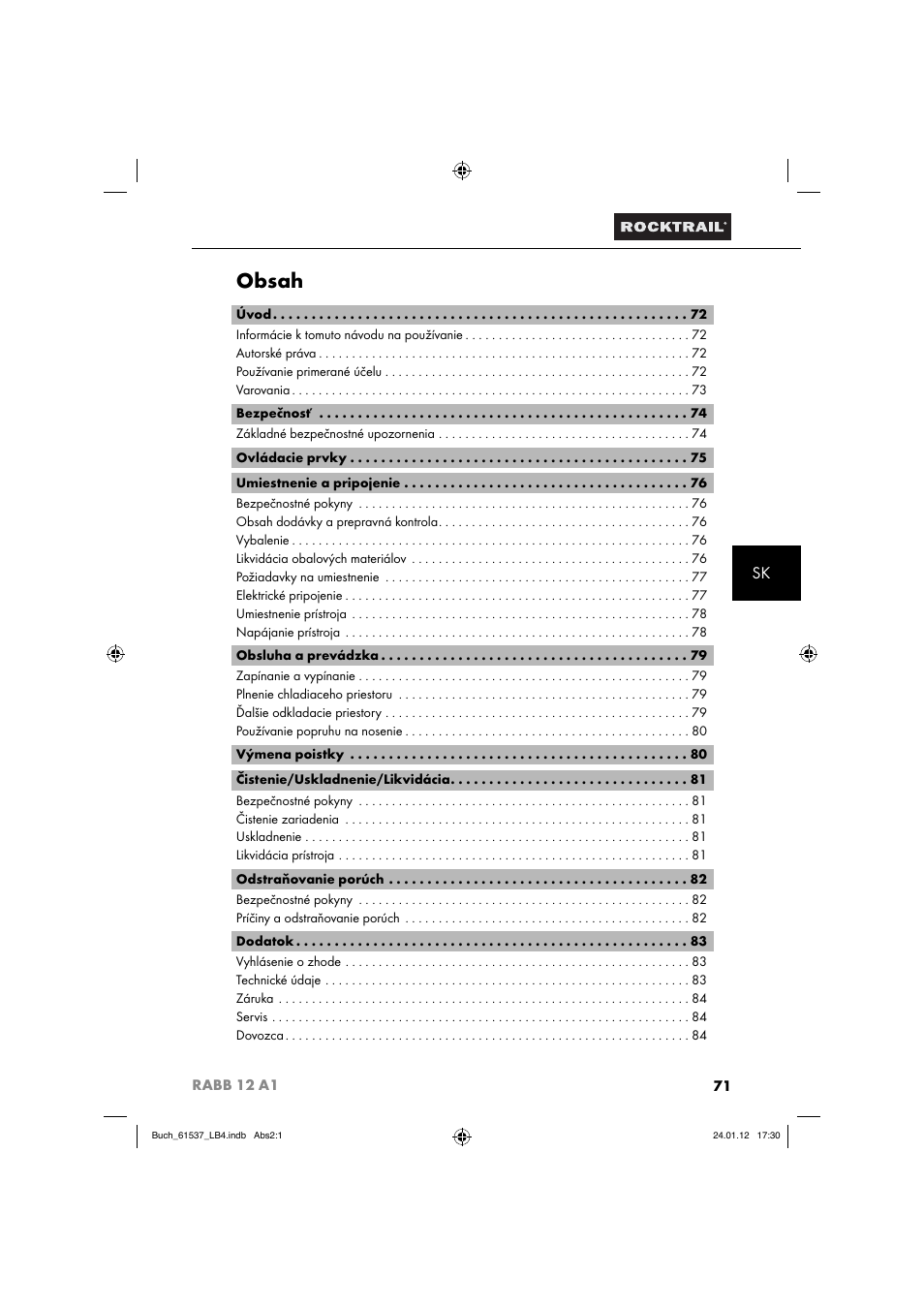 Rocktrail Car Cool Box RABB 12 A1 User Manual | Page 74 / 102