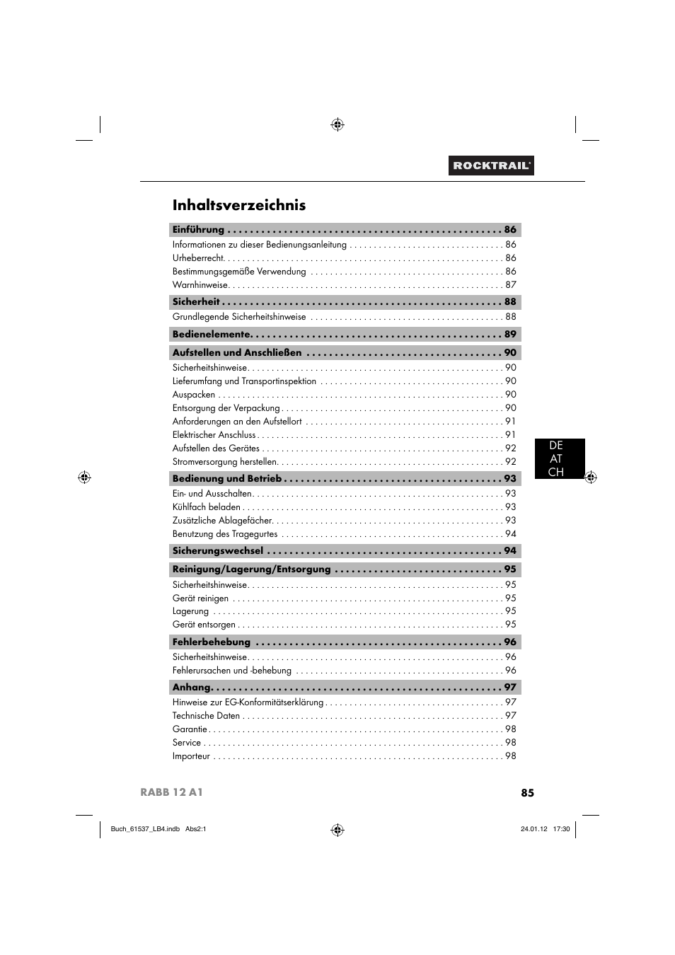 Rocktrail Car Cool Box RABB 12 A1 User Manual | Page 88 / 102