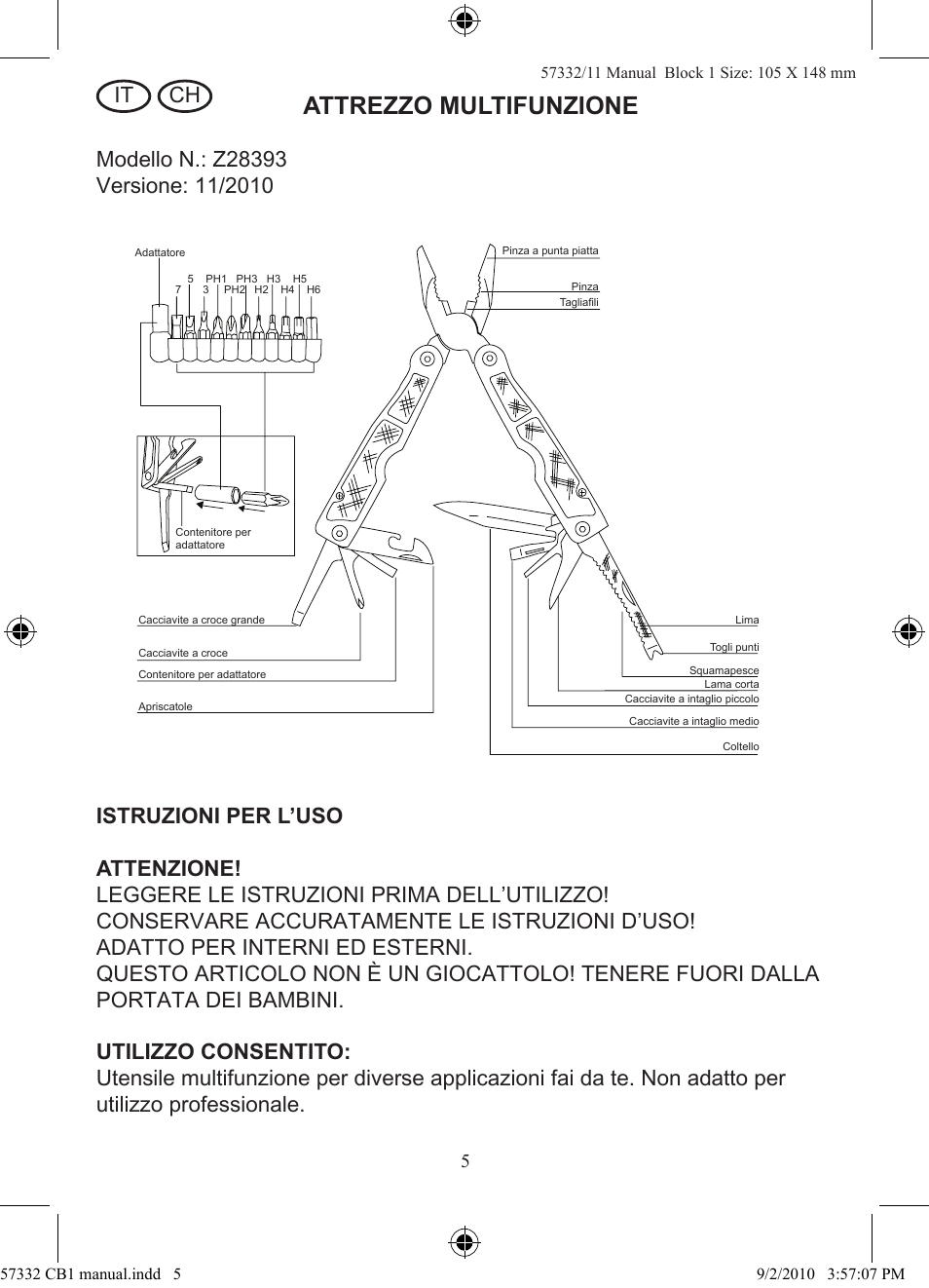 Attrezzo multifunzione, It ch | Rocktrail Z28393 User Manual | Page 6 / 10