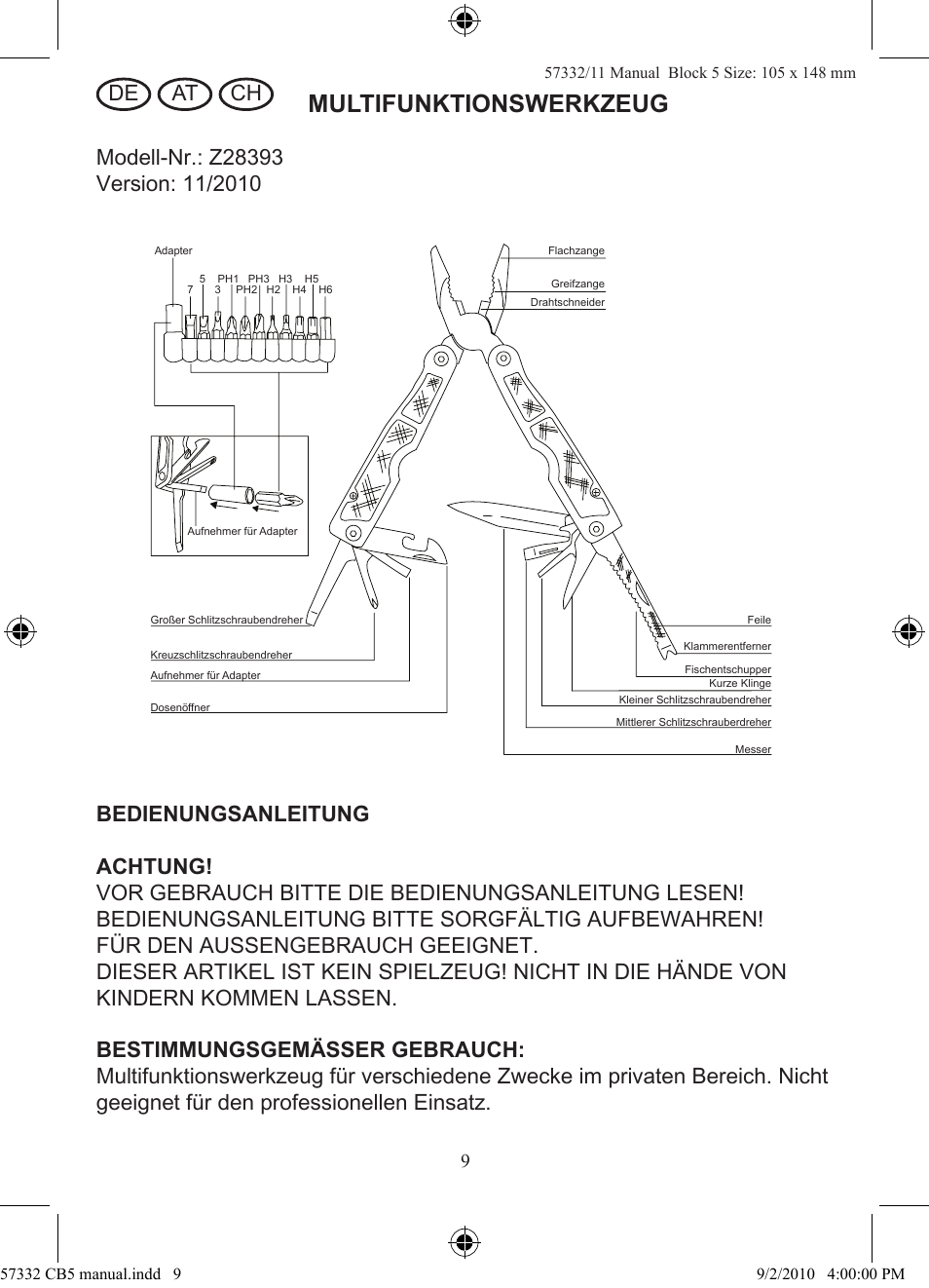Multifunktionswerkzeug | Rocktrail Z28393 User Manual | Page 10 / 12