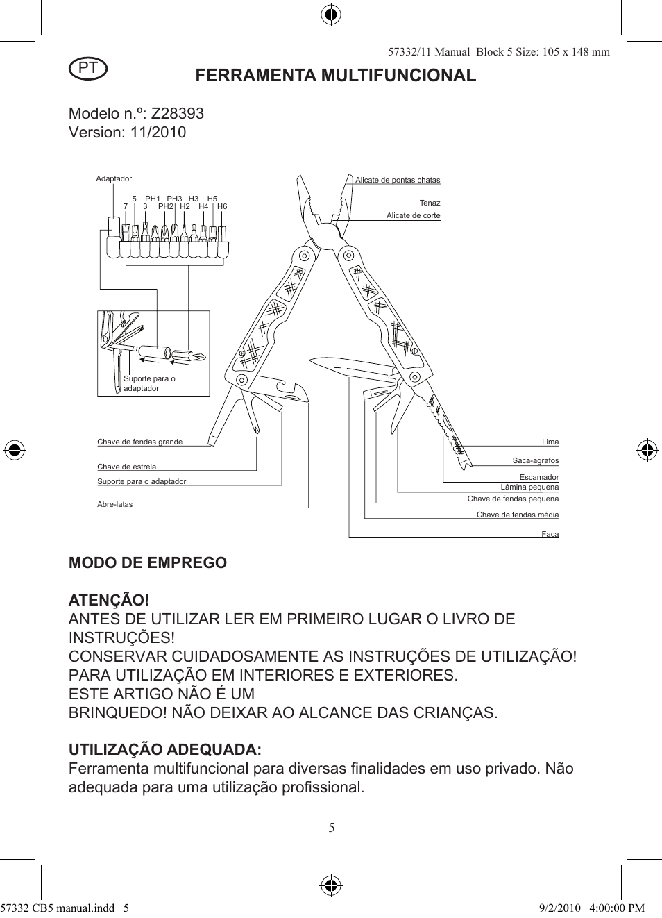 Ferramenta multifuncional | Rocktrail Z28393 User Manual | Page 6 / 12