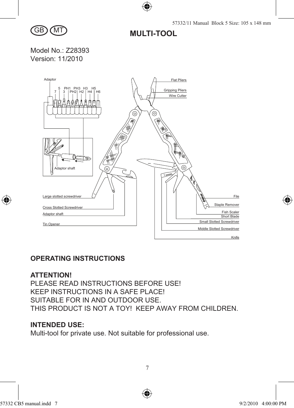Multi-tool | Rocktrail Z28393 User Manual | Page 8 / 12