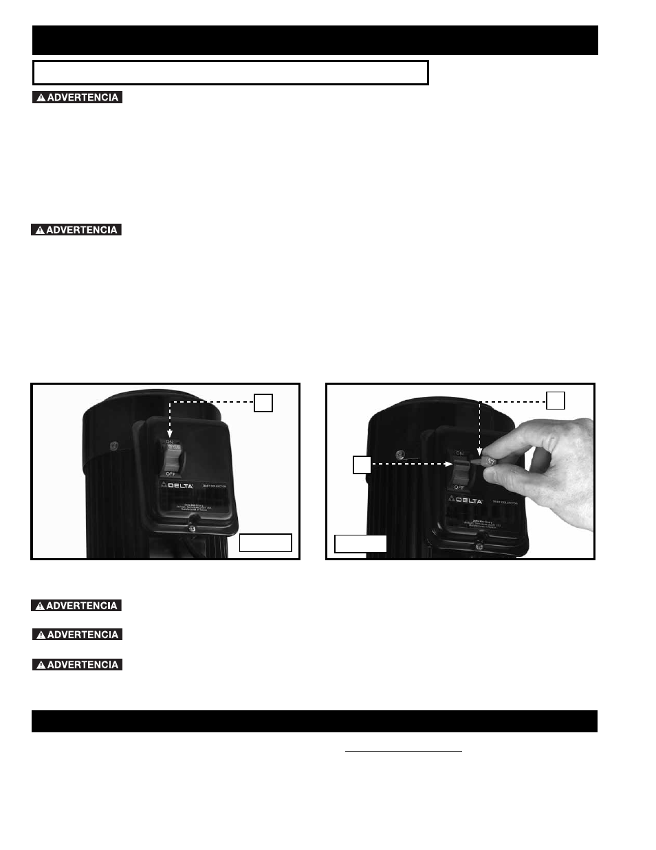 Operación, Localizacion de fallas, Controles y ajustes operacionales | Arranque y detención del recolector de polvo | Delta 50-760 User Manual | Page 38 / 40