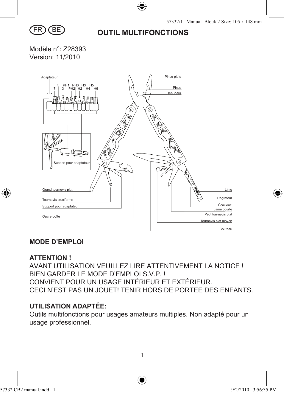 Outil multifonctions | Rocktrail Z28393 User Manual | Page 2 / 8