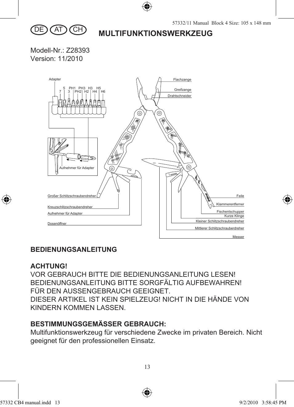 Multifunktionswerkzeug | Rocktrail Z28393 User Manual | Page 14 / 16