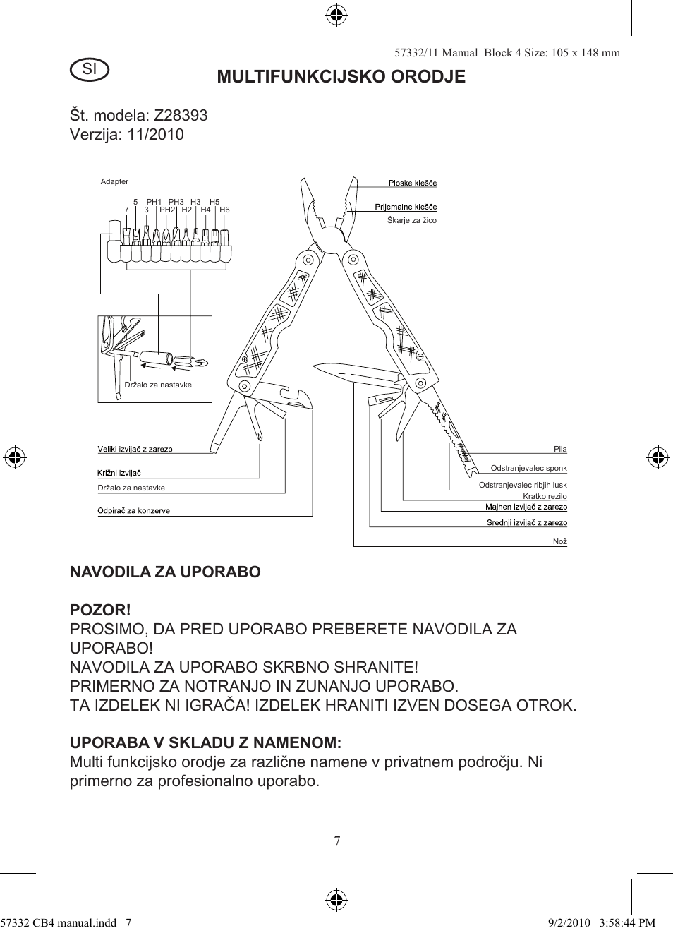 Multifunkcijsko orodje | Rocktrail Z28393 User Manual | Page 8 / 16