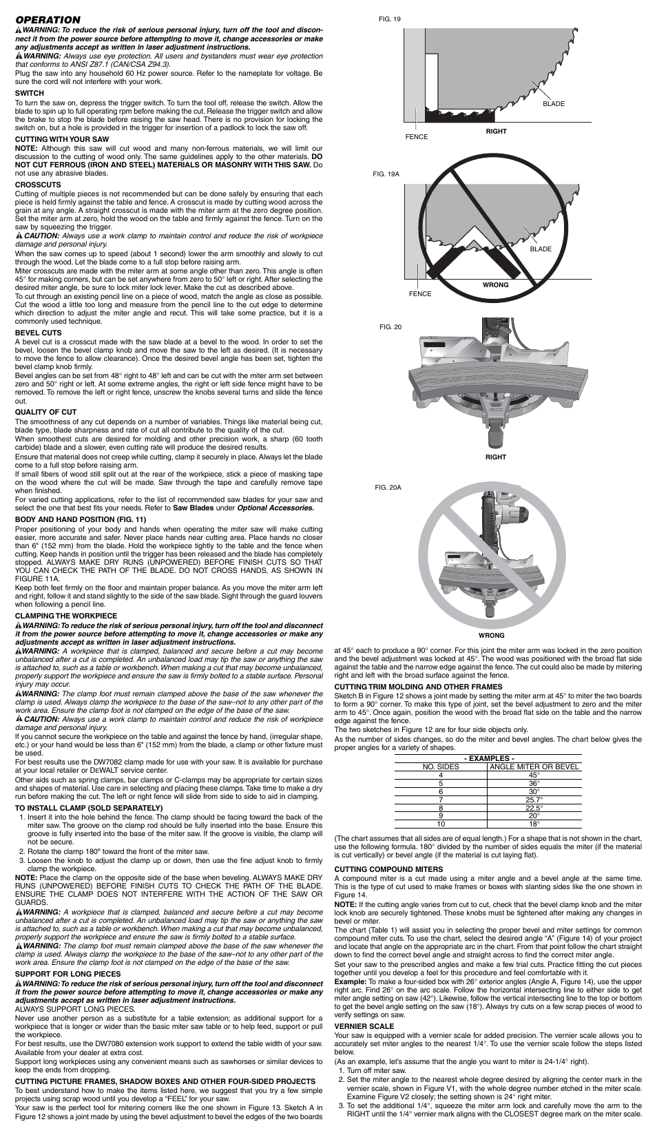 Operation | DeWalt DW715 User Manual | Page 5 / 7