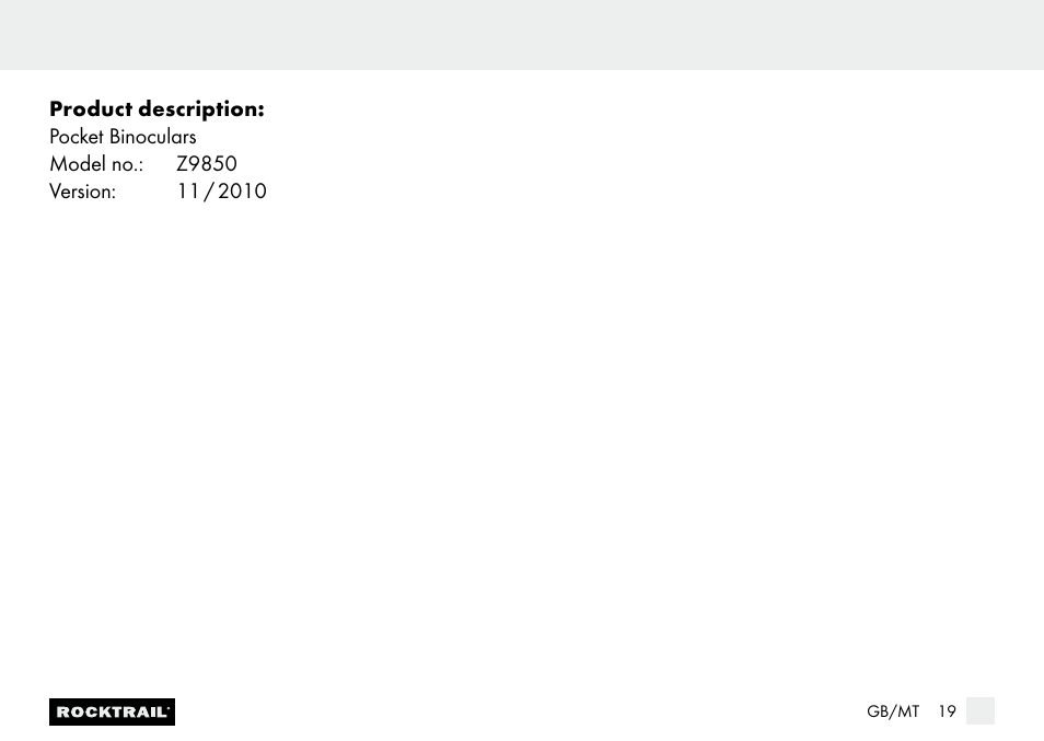 Rocktrail Z9850 Pocket Binocular User Manual | Page 19 / 24