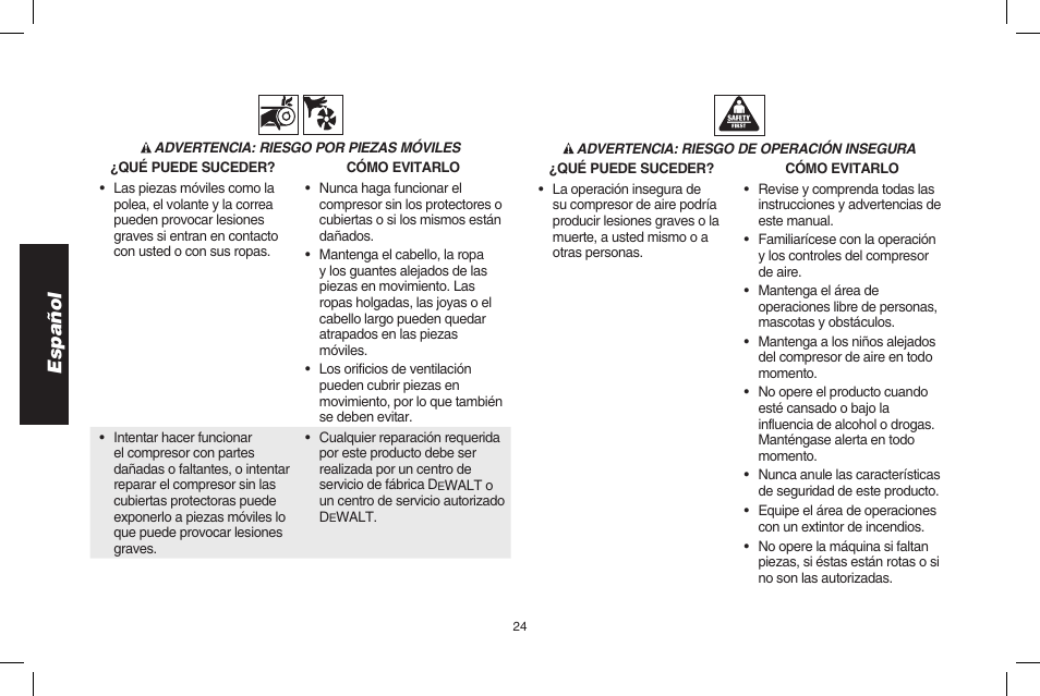 Español | DeWalt D2002M User Manual | Page 24 / 56