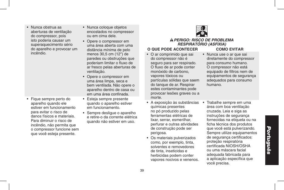Por tuguês | DeWalt D2002M User Manual | Page 39 / 56