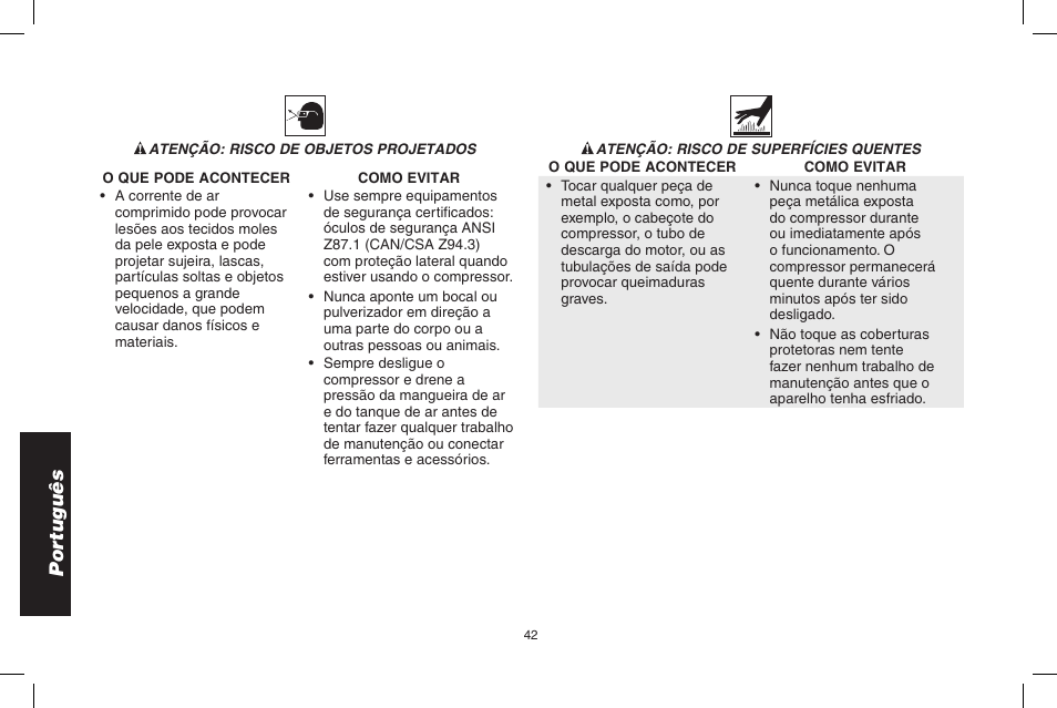 Por tuguês | DeWalt D2002M User Manual | Page 42 / 56
