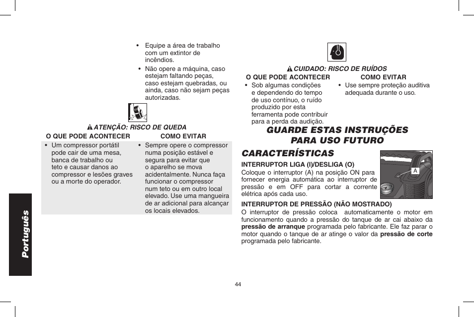 Por tuguês | DeWalt D2002M User Manual | Page 44 / 56