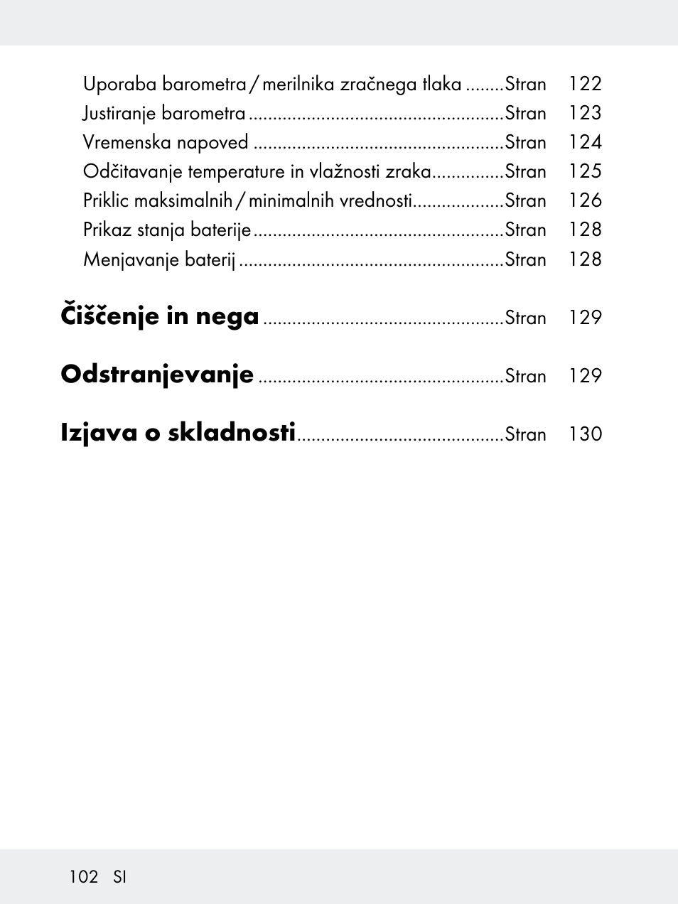 Čiščenje in nega, Odstranjevanje, Izjava o skladnosti | Rocktrail Z29592 User Manual | Page 102 / 256