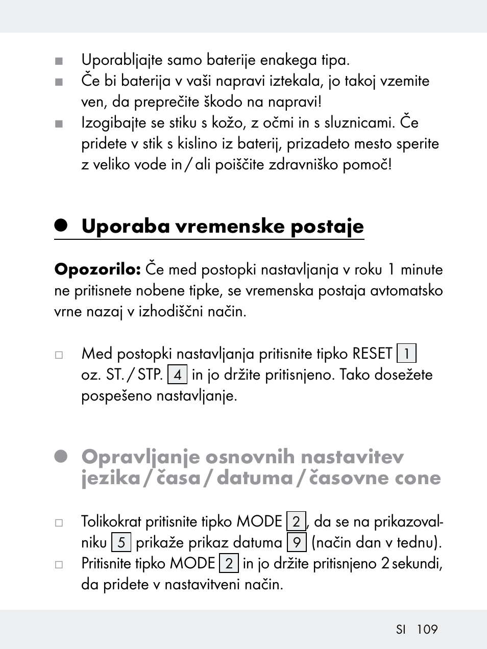 Uporaba vremenske postaje | Rocktrail Z29592 User Manual | Page 109 / 256