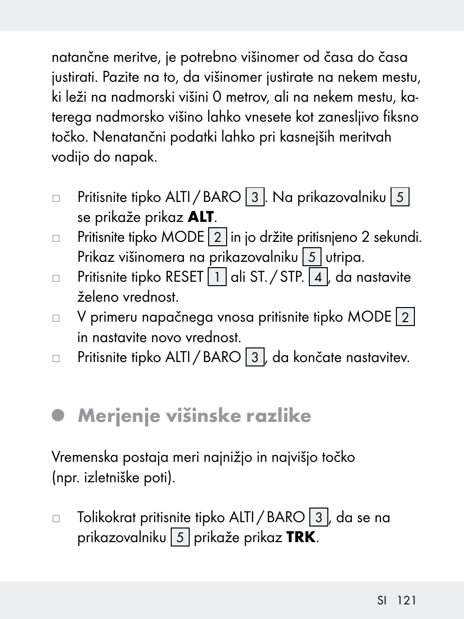 Merjenje višinske razlike | Rocktrail Z29592 User Manual | Page 121 / 256