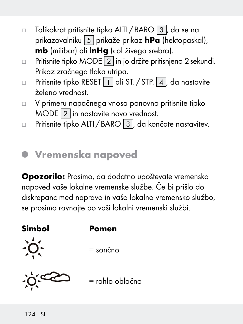 Vremenska napoved | Rocktrail Z29592 User Manual | Page 124 / 256