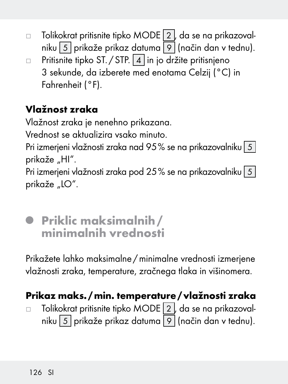 Priklic maksimalnih / minimalnih vrednosti | Rocktrail Z29592 User Manual | Page 126 / 256