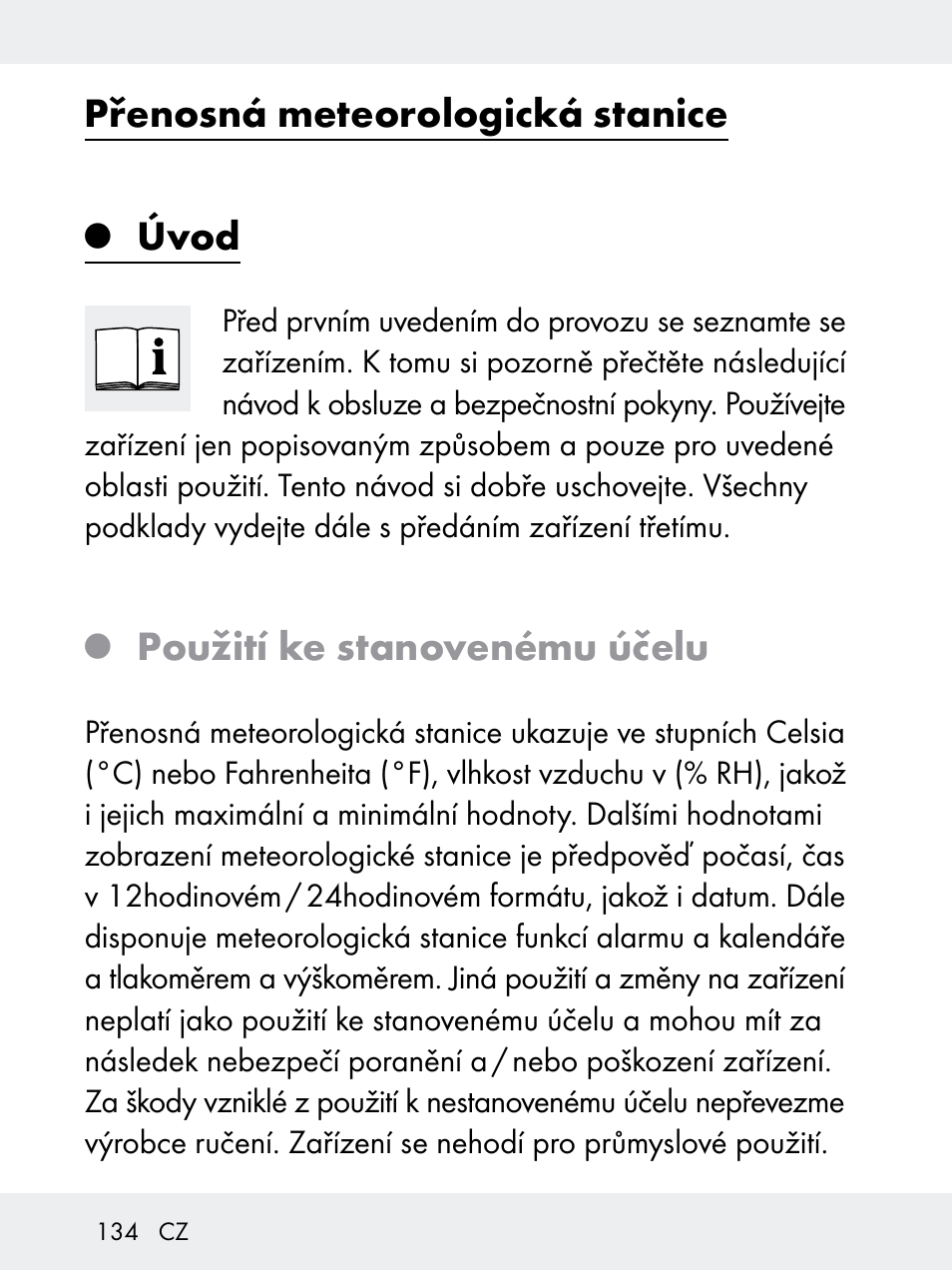 Přenosná meteorologická stanice, Úvod, Použití ke stanovenému účelu | Rocktrail Z29592 User Manual | Page 134 / 256