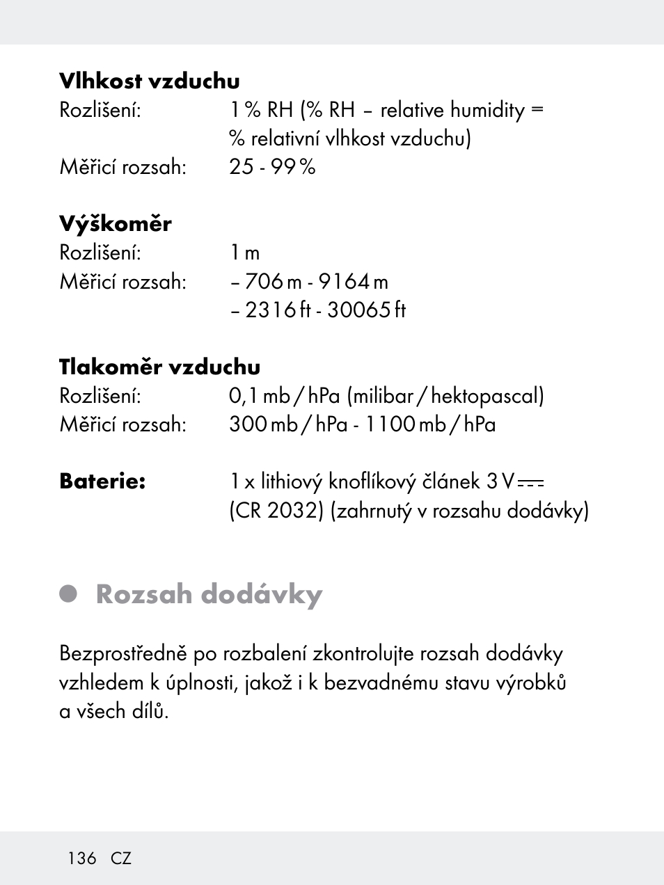 Rozsah dodávky | Rocktrail Z29592 User Manual | Page 136 / 256