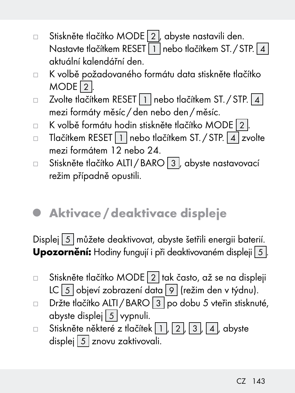 Aktivace / deaktivace displeje | Rocktrail Z29592 User Manual | Page 143 / 256