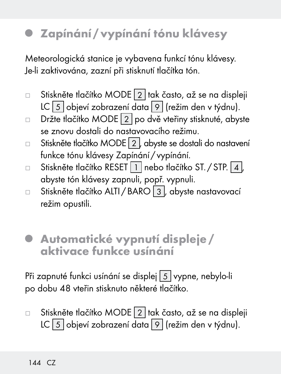 Zapínání / vypínání tónu klávesy | Rocktrail Z29592 User Manual | Page 144 / 256