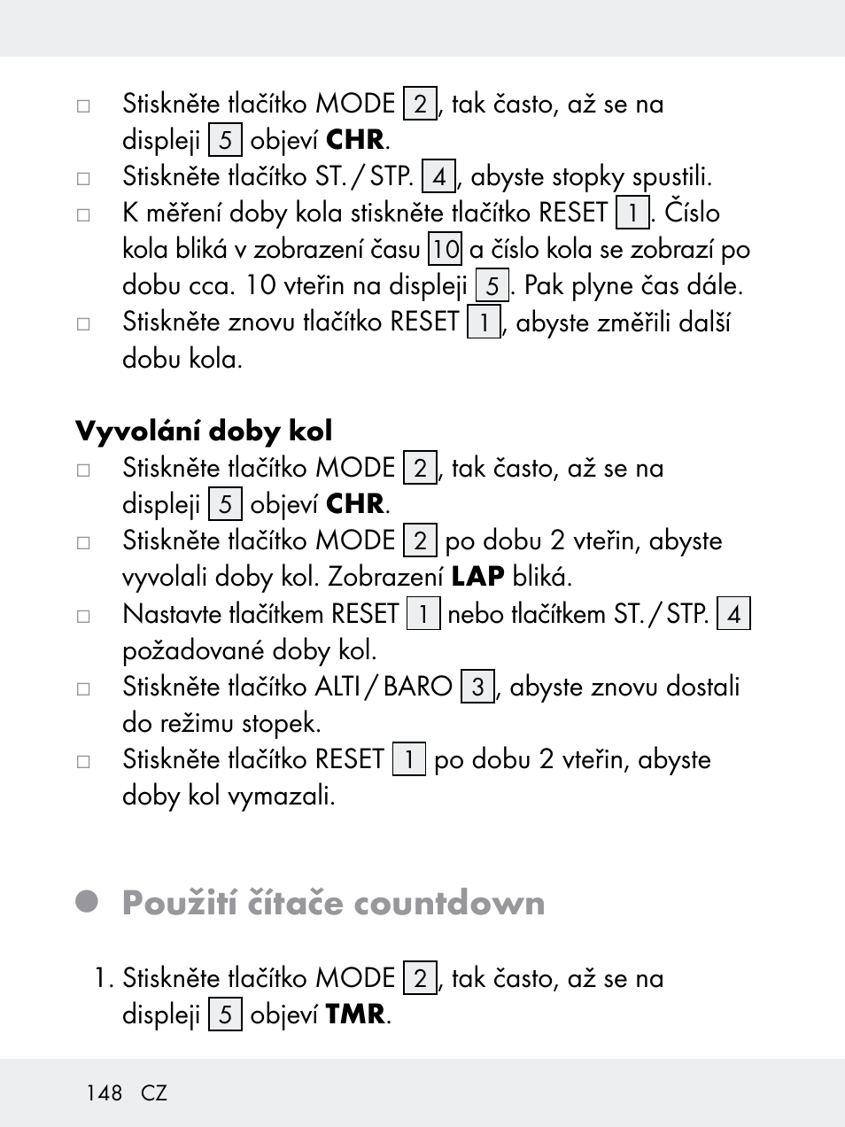 Použití čítače countdown | Rocktrail Z29592 User Manual | Page 148 / 256