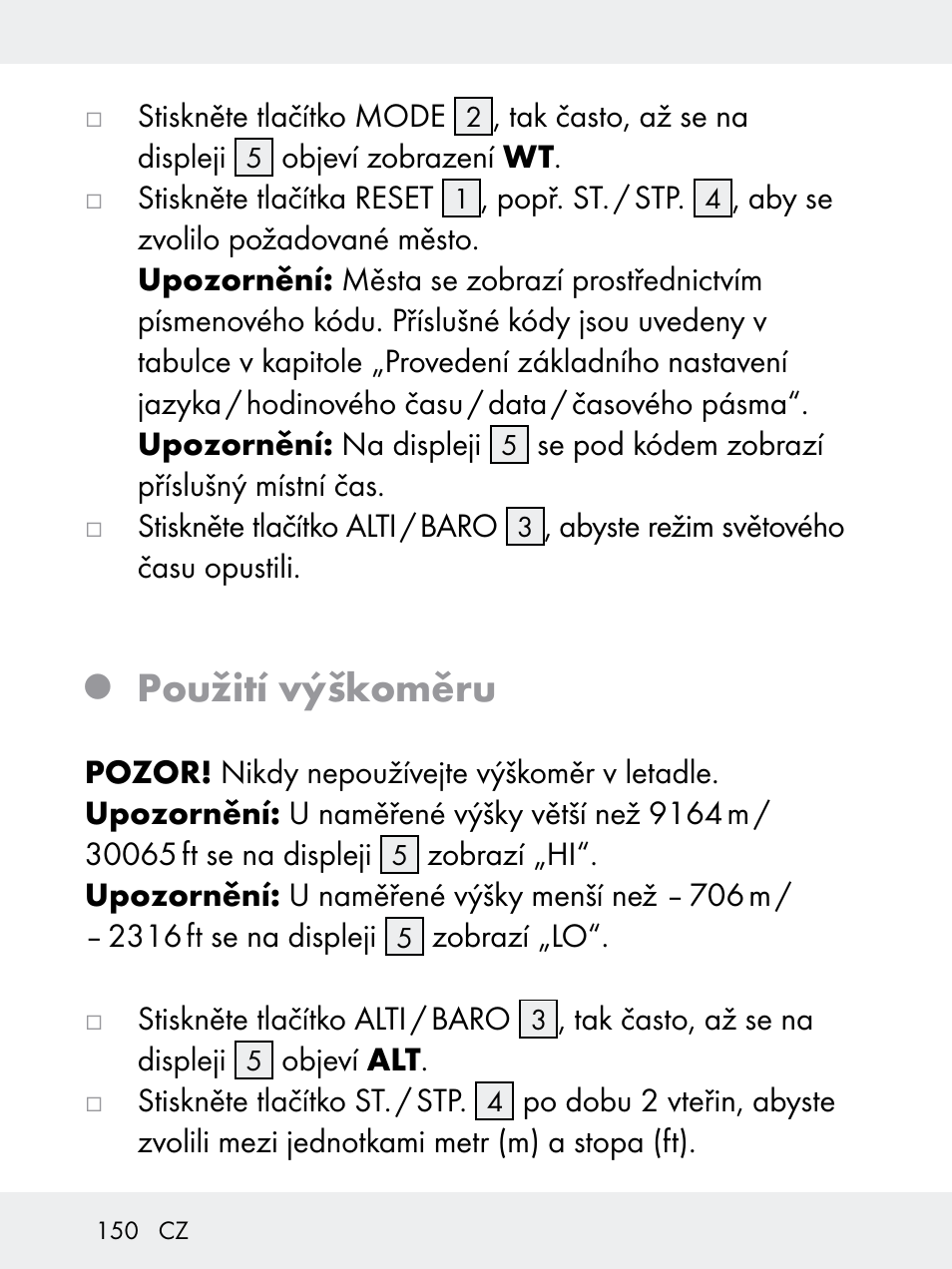 Použití výškoměru | Rocktrail Z29592 User Manual | Page 150 / 256