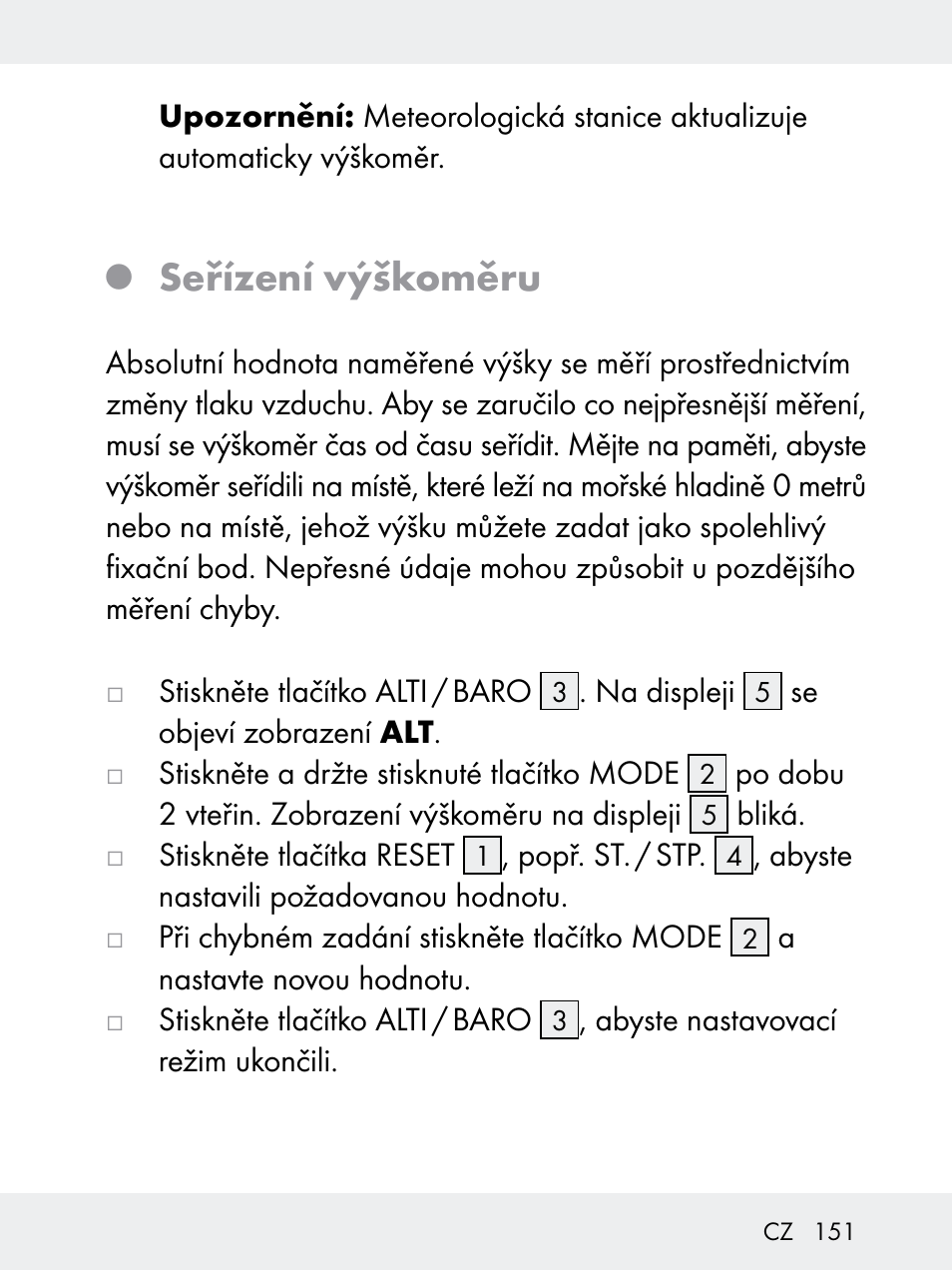 Seřízení výškoměru | Rocktrail Z29592 User Manual | Page 151 / 256