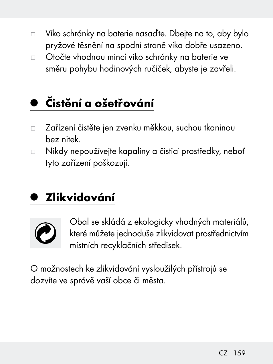 Čistění a ošetřování, Zlikvidování | Rocktrail Z29592 User Manual | Page 159 / 256