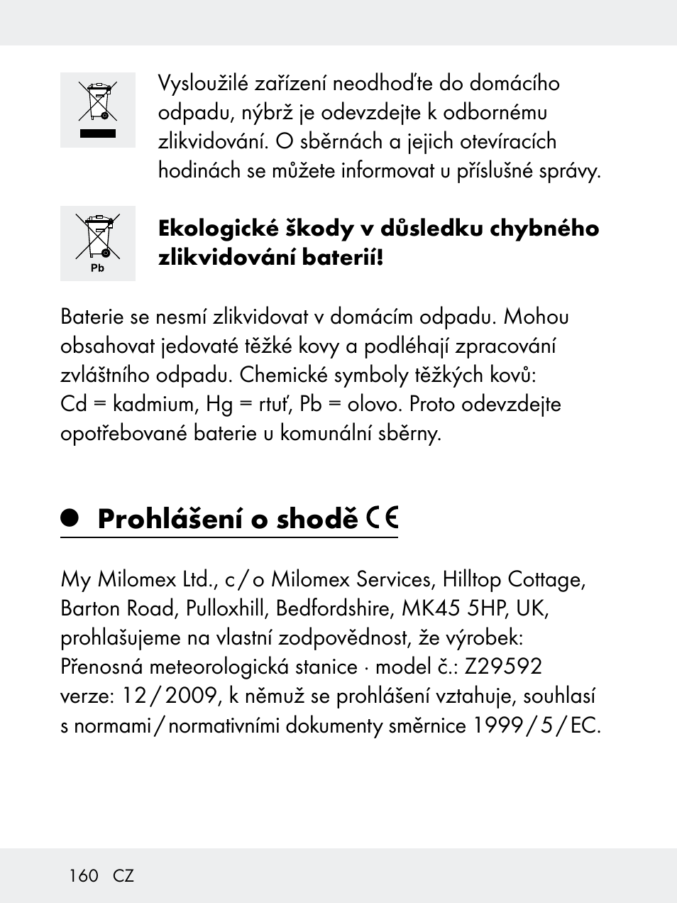 Prohlášení o shodě | Rocktrail Z29592 User Manual | Page 160 / 256