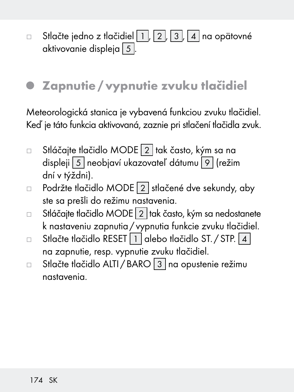 Zapnutie / vypnutie zvuku tlačidiel | Rocktrail Z29592 User Manual | Page 174 / 256