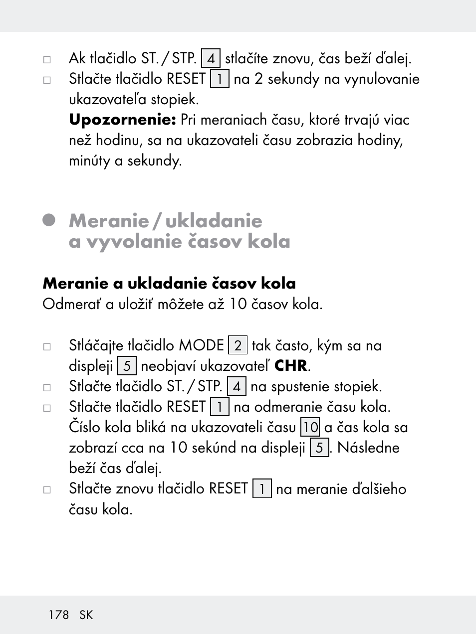 Meranie / ukladanie a vyvolanie časov kola | Rocktrail Z29592 User Manual | Page 178 / 256