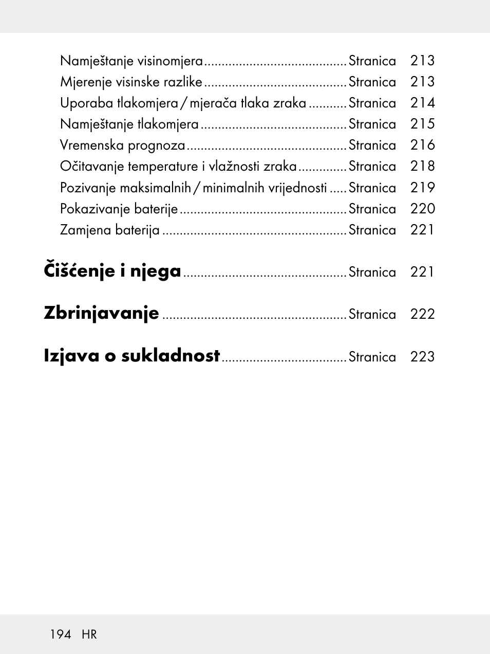 Čišćenje i njega, Zbrinjavanje, Izjava o sukladnost | Rocktrail Z29592 User Manual | Page 194 / 256