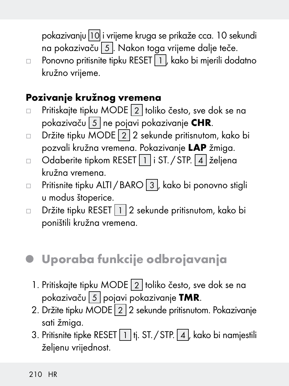 Uporaba funkcije odbrojavanja | Rocktrail Z29592 User Manual | Page 210 / 256