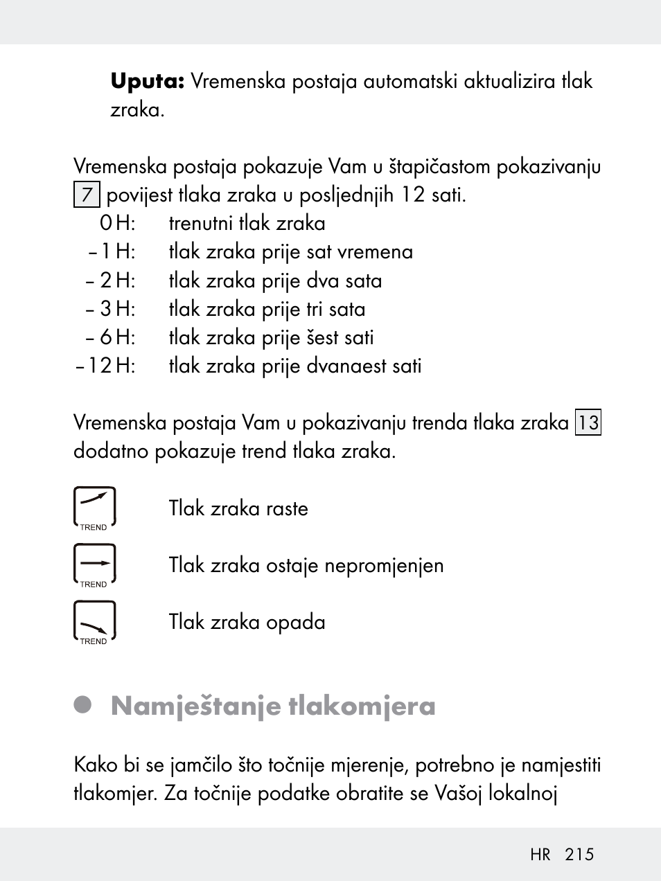 Namještanje tlakomjera | Rocktrail Z29592 User Manual | Page 215 / 256