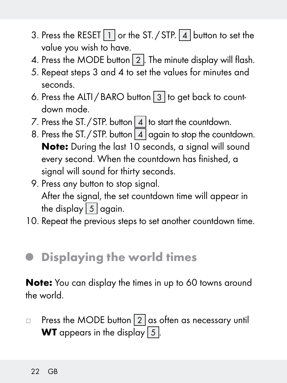 Displaying the world times | Rocktrail Z29592 User Manual | Page 22 / 256