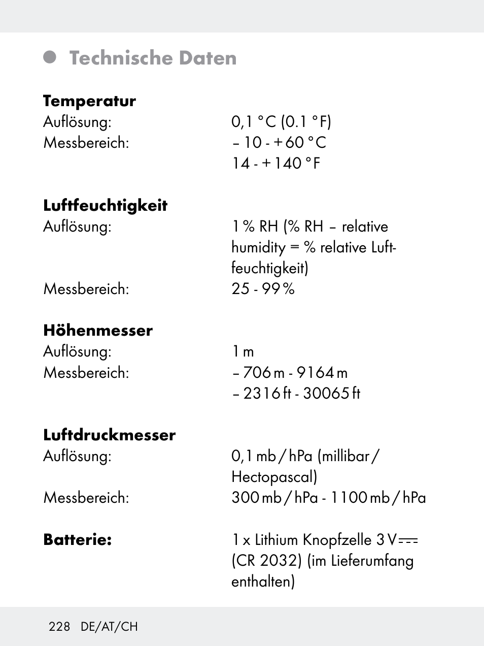 Technische daten | Rocktrail Z29592 User Manual | Page 228 / 256