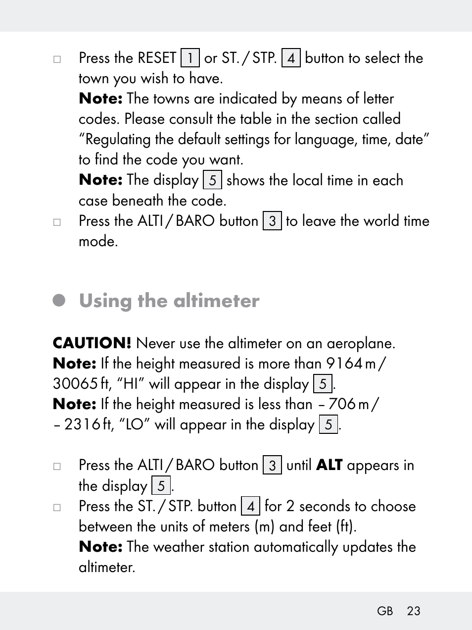 Using the altimeter | Rocktrail Z29592 User Manual | Page 23 / 256