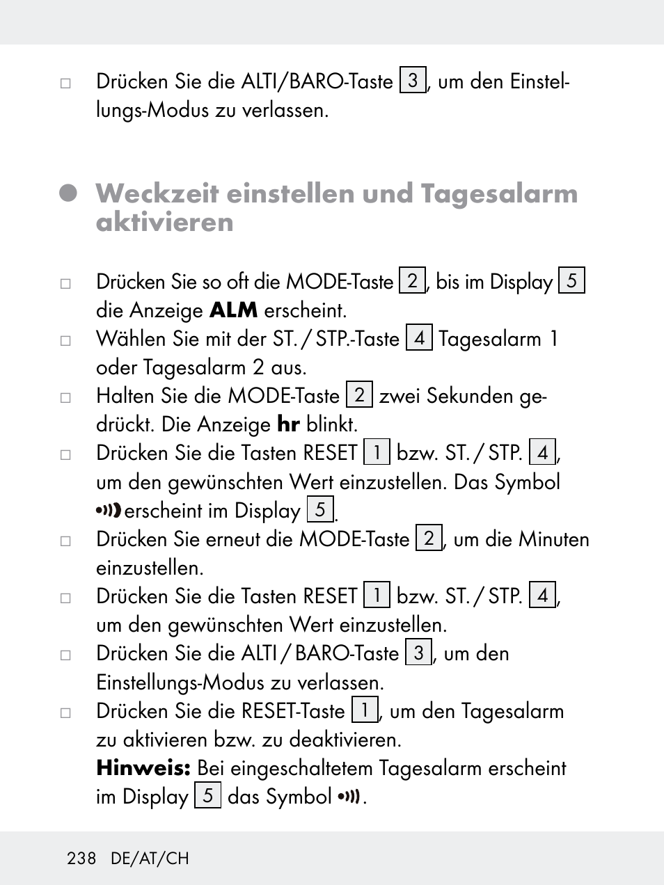 Weckzeit einstellen und tagesalarm aktivieren | Rocktrail Z29592 User Manual | Page 238 / 256