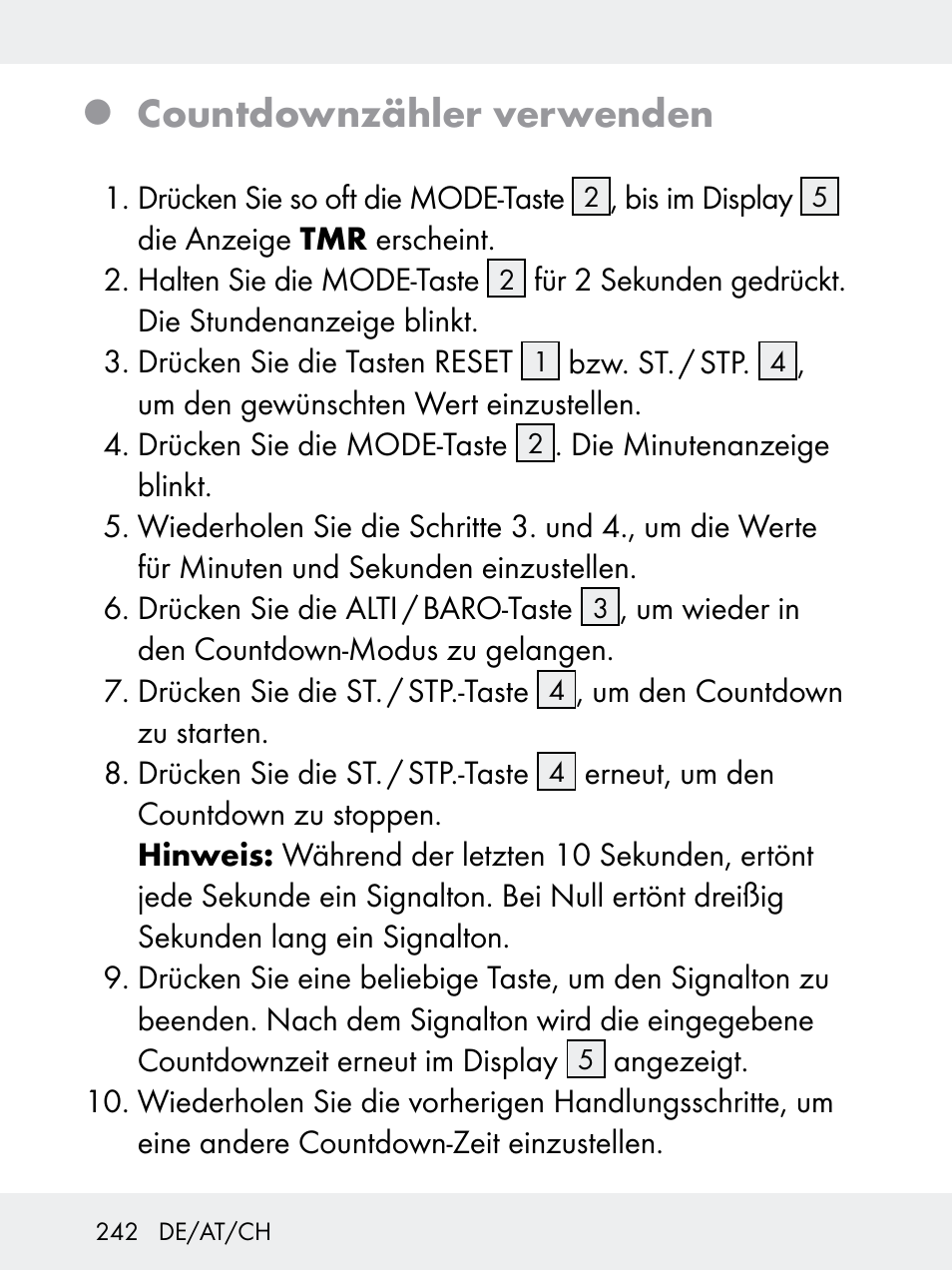 Countdownzähler verwenden | Rocktrail Z29592 User Manual | Page 242 / 256