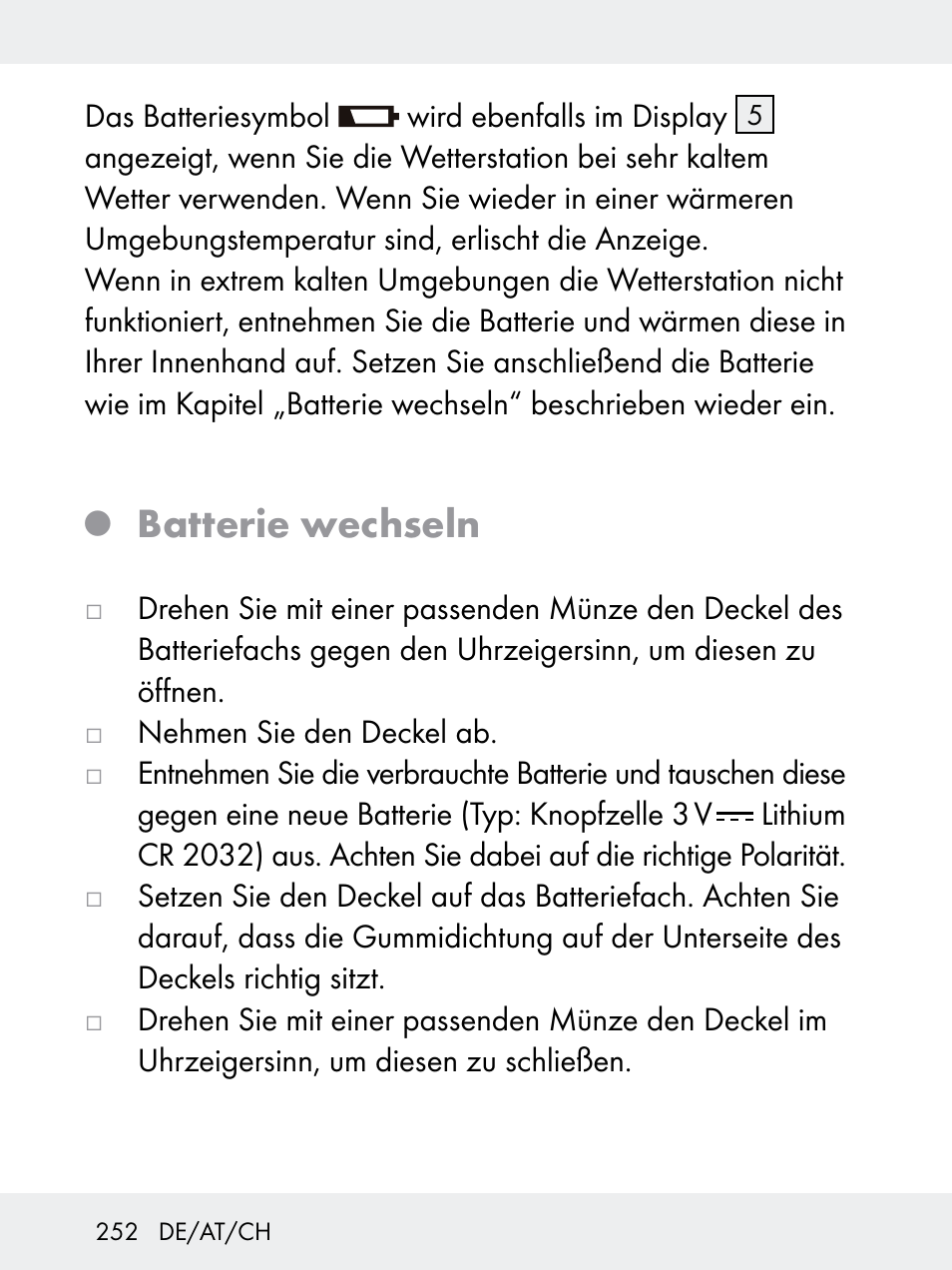 Batterie wechseln | Rocktrail Z29592 User Manual | Page 252 / 256