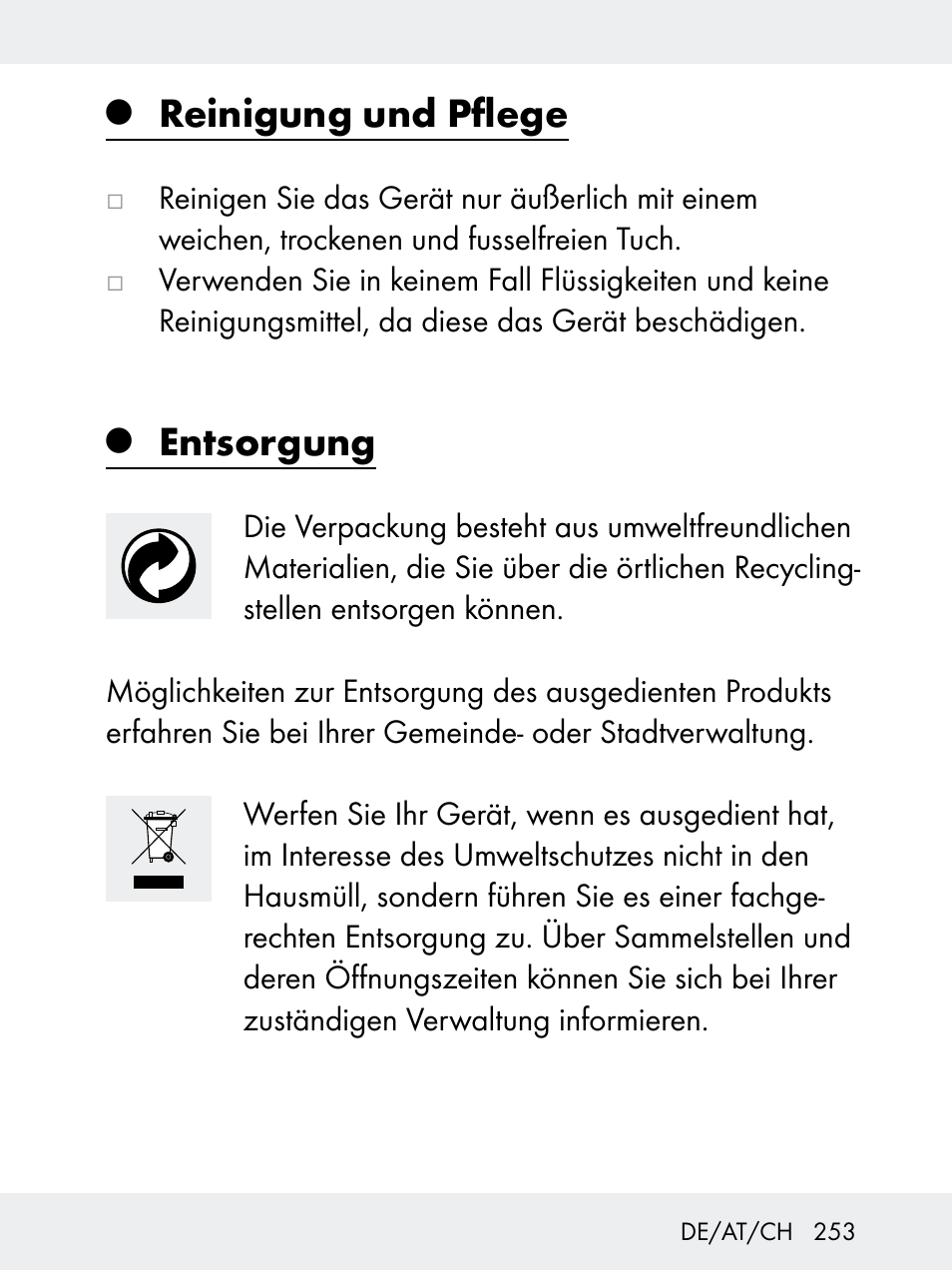 Reinigung und pflege, Entsorgung | Rocktrail Z29592 User Manual | Page 253 / 256