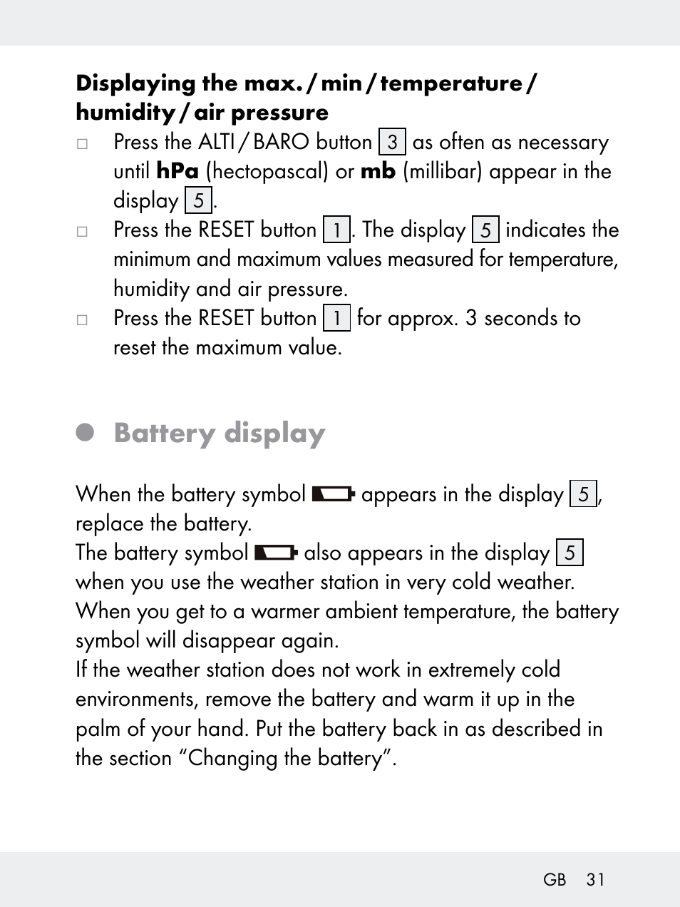 Battery display | Rocktrail Z29592 User Manual | Page 31 / 256