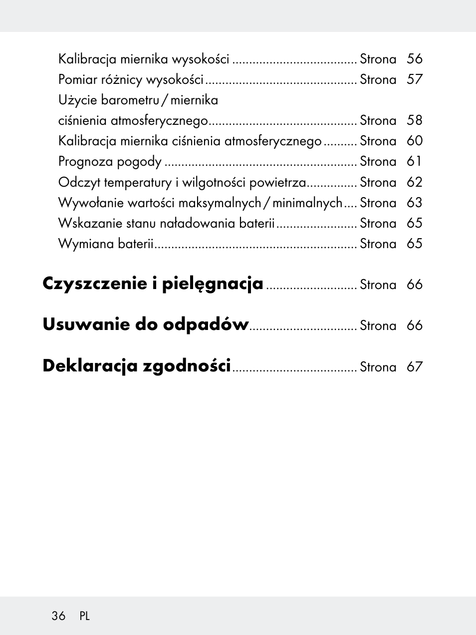 Czyszczenie i pielęgnacja, Usuwanie do odpadów, Deklaracja zgodności | Rocktrail Z29592 User Manual | Page 36 / 256