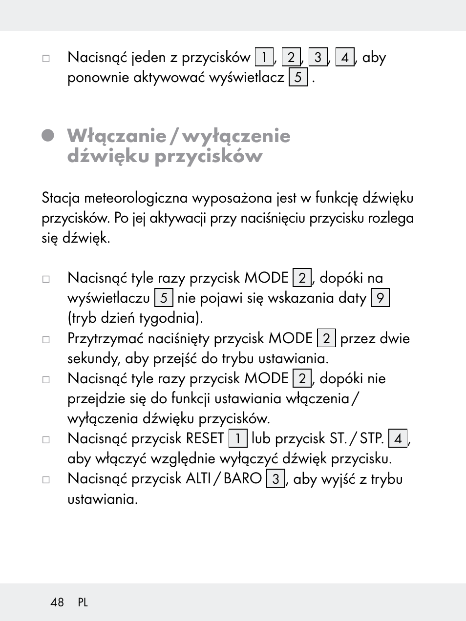 Włączanie / wyłączenie dźwięku przycisków | Rocktrail Z29592 User Manual | Page 48 / 256