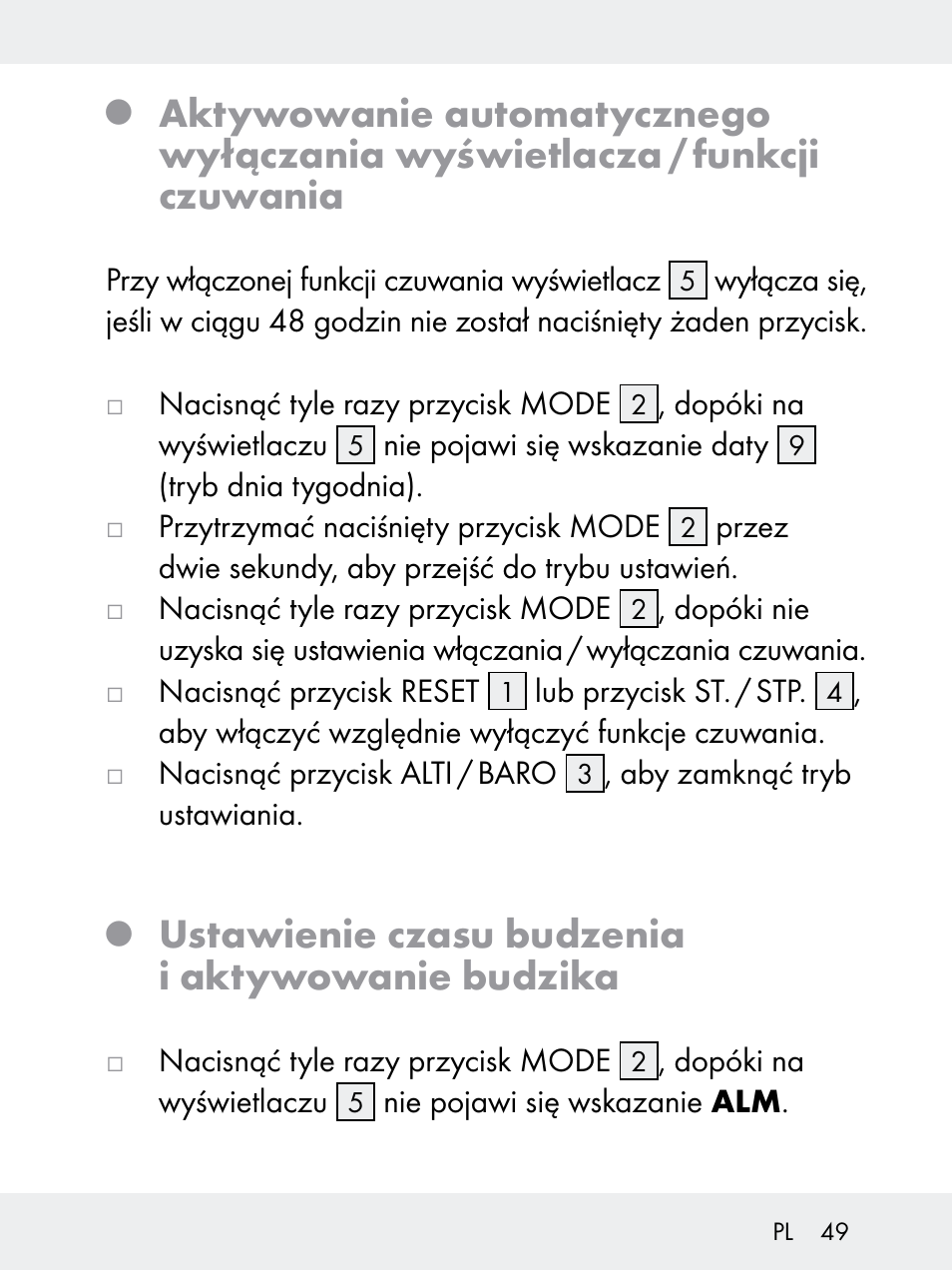 Ustawienie czasu budzenia i aktywowanie budzika | Rocktrail Z29592 User Manual | Page 49 / 256