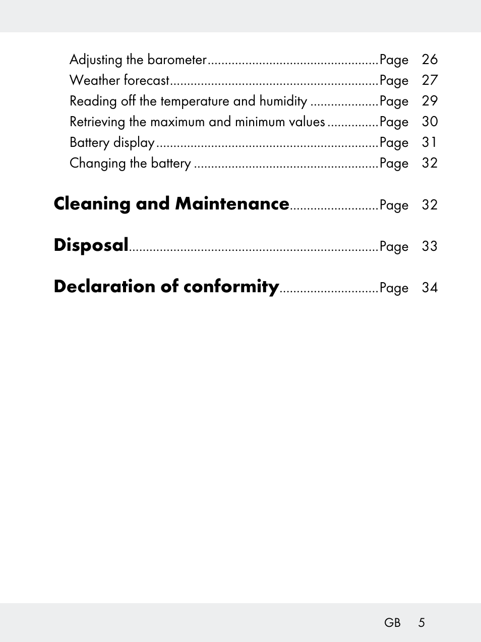 Cleaning and maintenance, Disposal, Declaration of conformity | Rocktrail Z29592 User Manual | Page 5 / 256