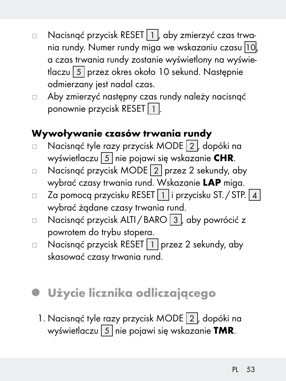 Użycie licznika odliczającego | Rocktrail Z29592 User Manual | Page 53 / 256