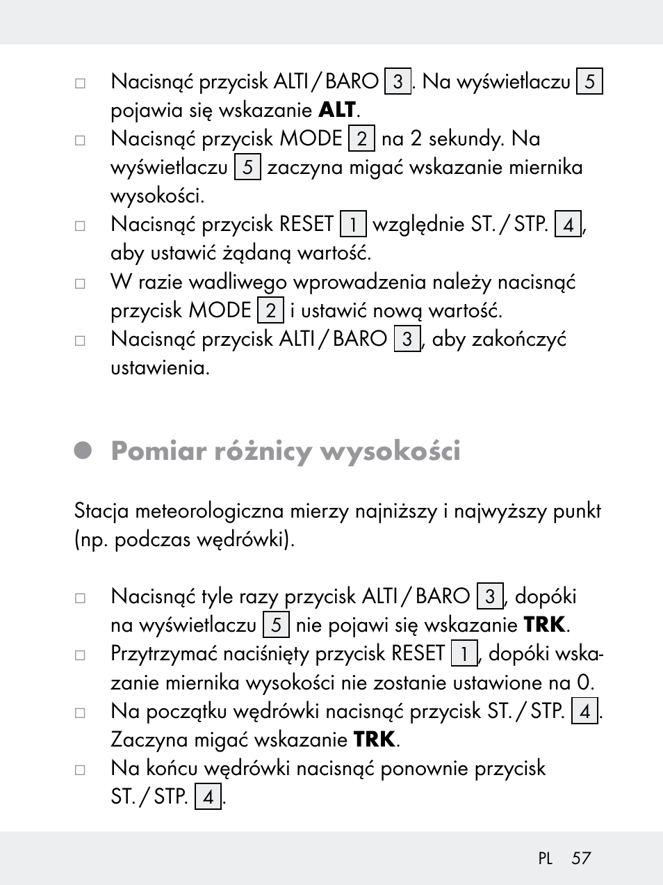 Pomiar różnicy wysokości | Rocktrail Z29592 User Manual | Page 57 / 256